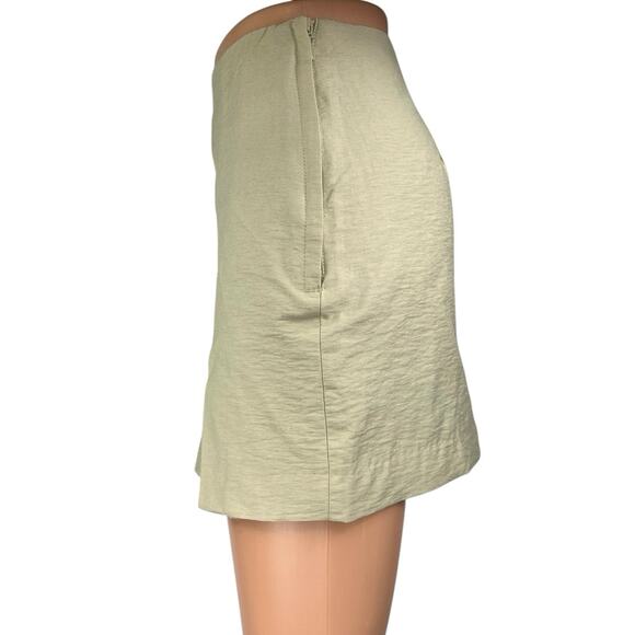 H&M Women's Beige Linen Side Zip Slit Casual Mini Straight Pencil Skirt Size 6 - Picture 2 of 5